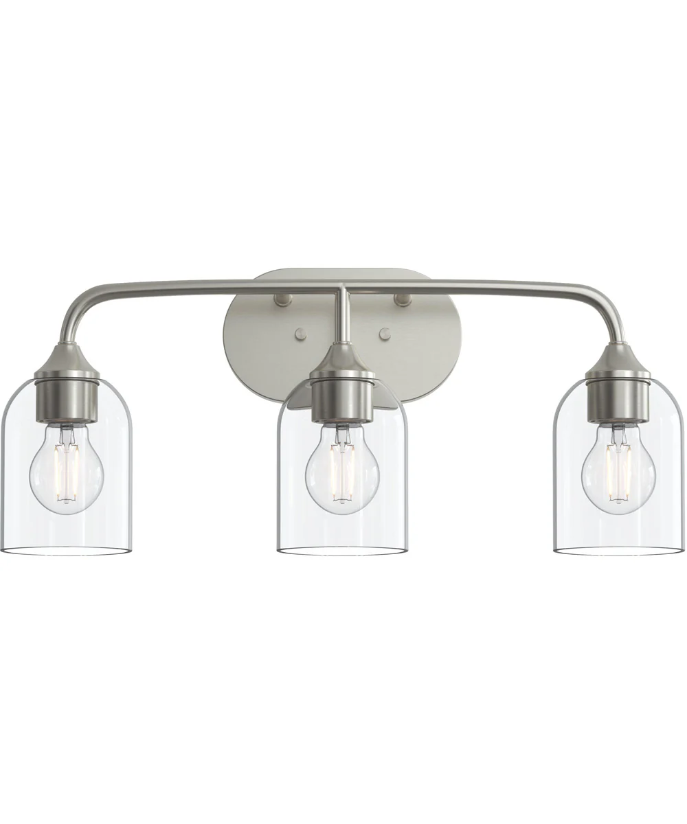 Ilia 3-Light Bath Vanity with Clear Glass Shade Brushed Nickel - Image 5