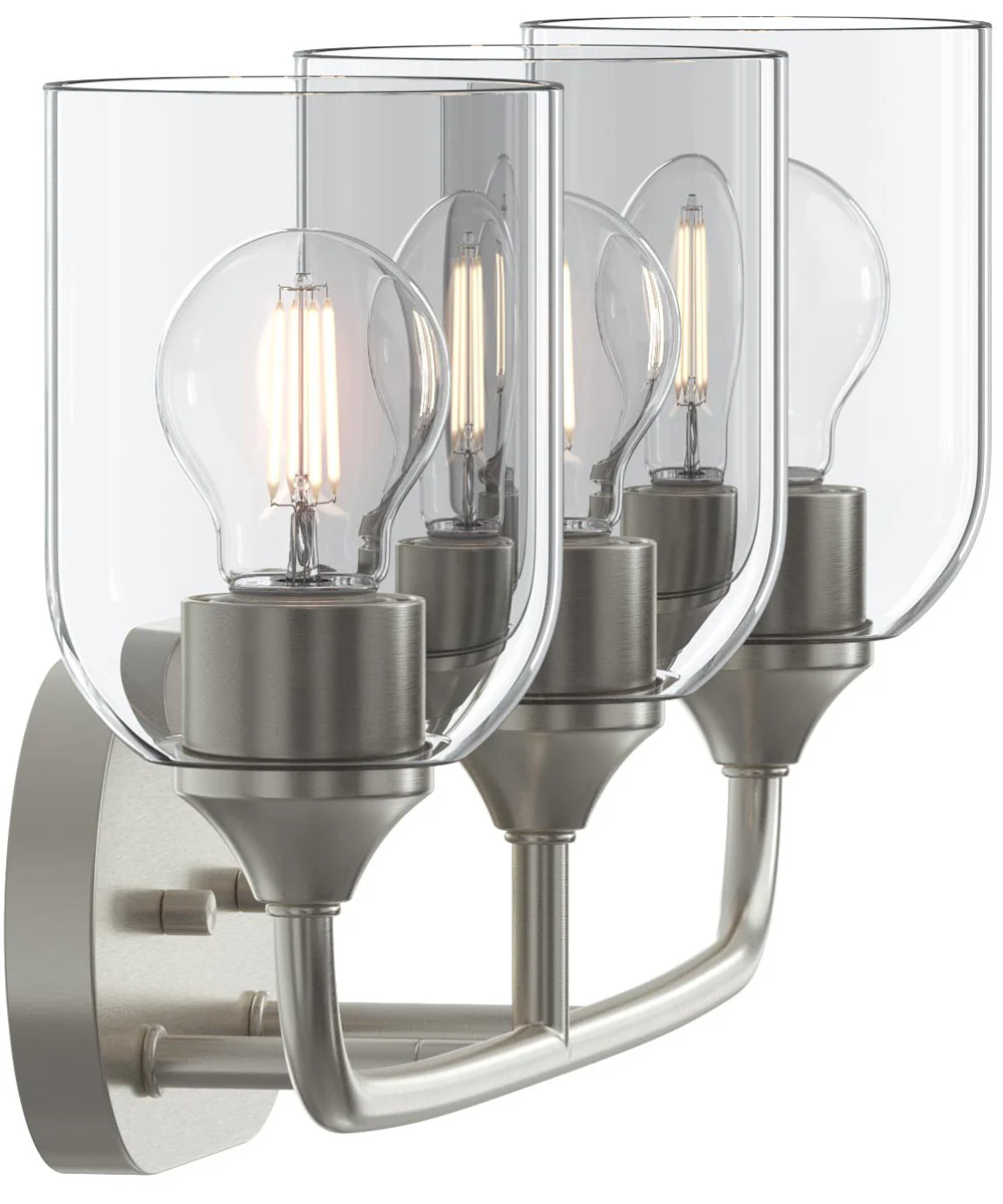 Ilia 3-Light Bath Vanity with Clear Glass Shade Brushed Nickel - Image 7