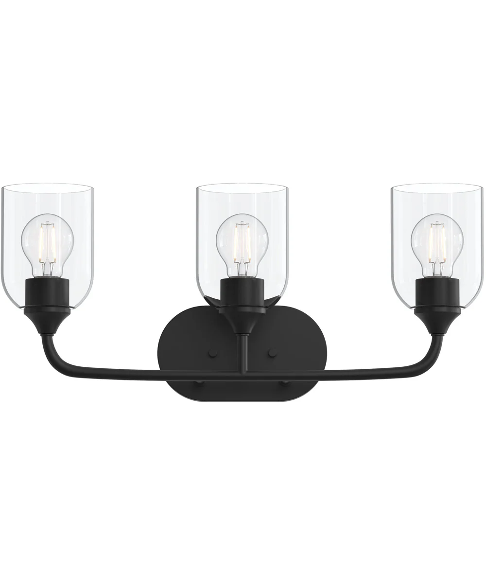 Ilia 3-Light Bath Vanity with Clear Glass Shade Matte Black - Image 6