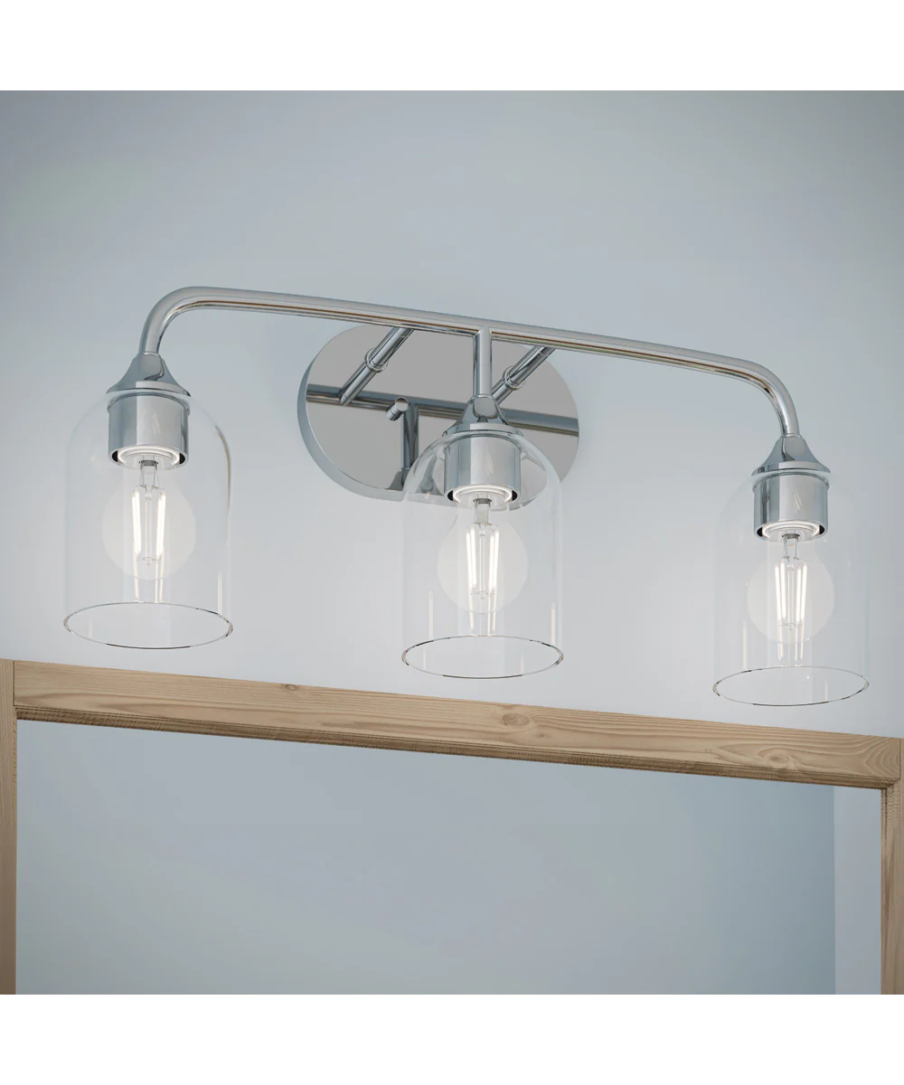 Ilia 3-Light Bath Vanity with Clear Glass Shade Polished Chrome - Image 11