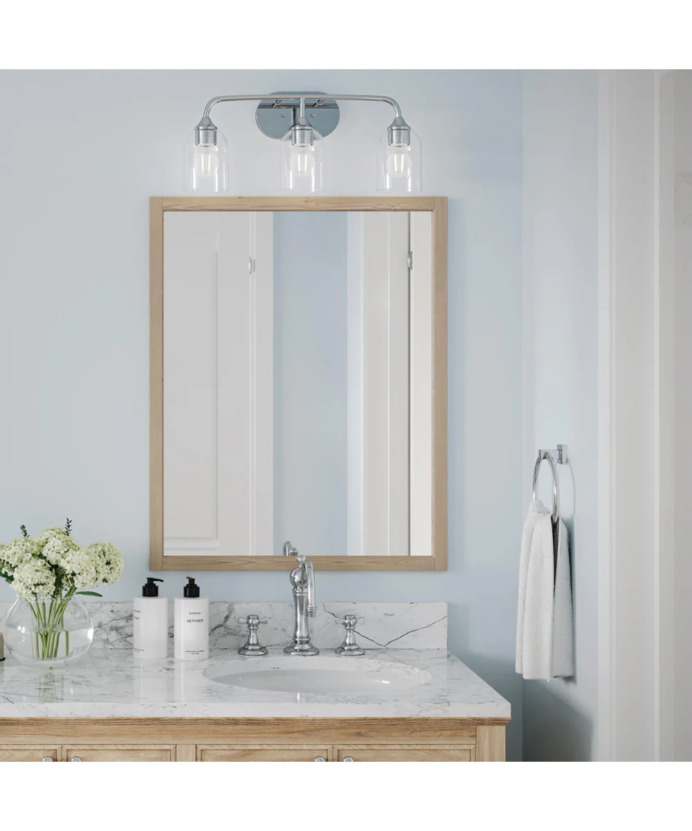 Ilia 3-Light Bath Vanity with Clear Glass Shade Polished Chrome - Image 2
