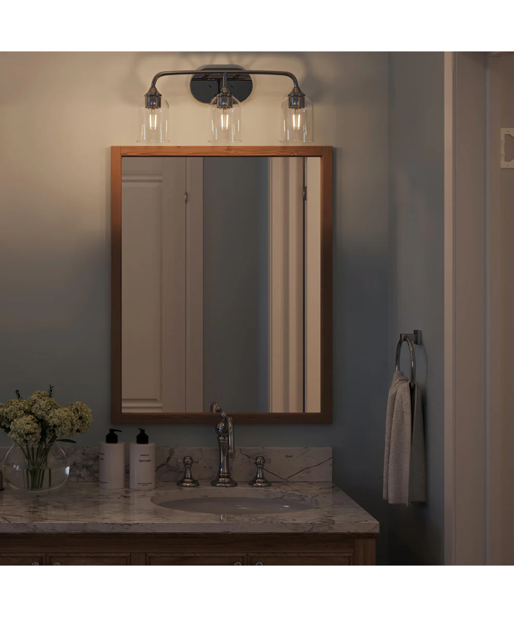 Ilia 3-Light Bath Vanity with Clear Glass Shade Polished Chrome - Image 3