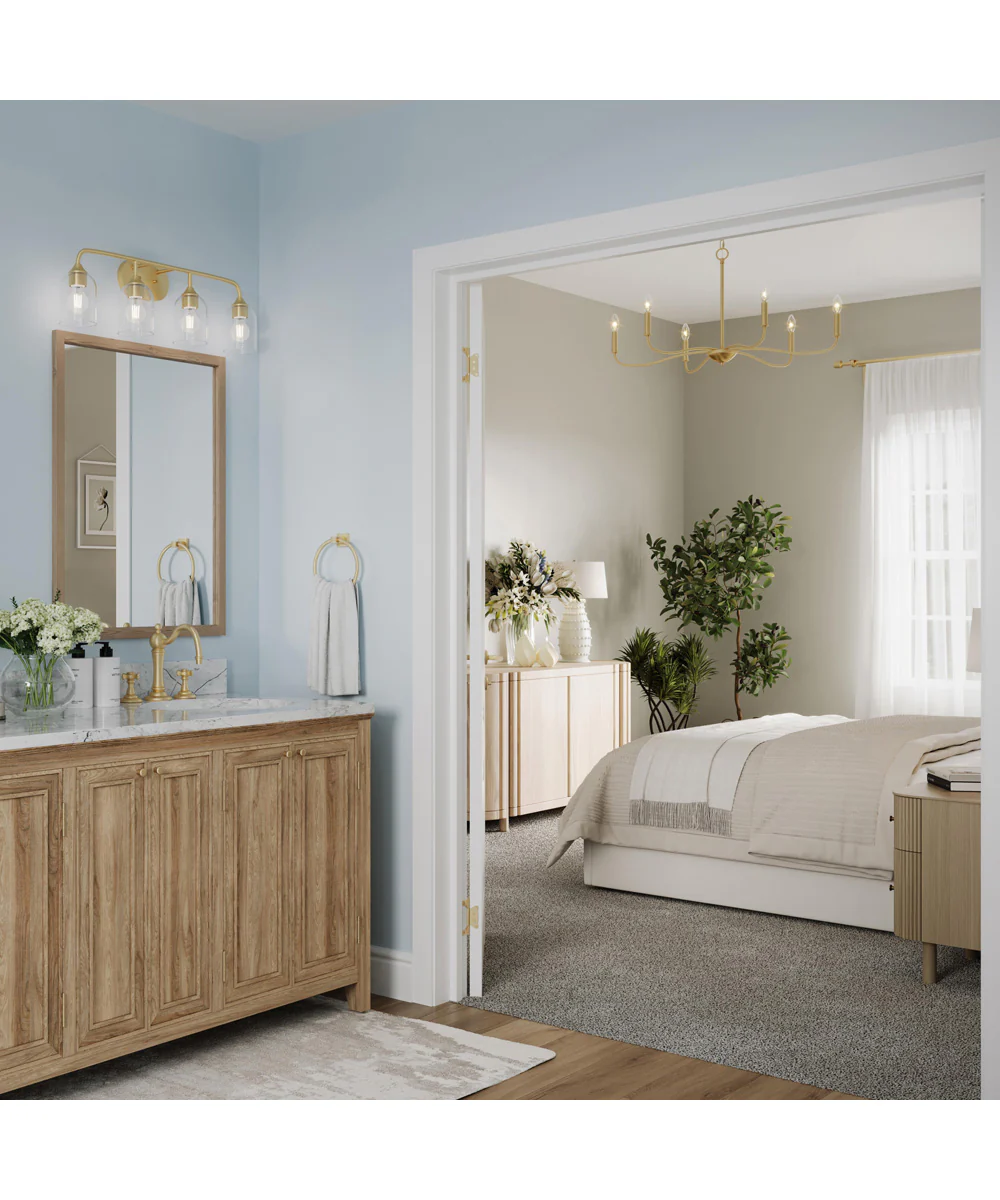 Ilia 4-Light Bath Vanity with Clear Glass Shade Brushed Gold - Image 2