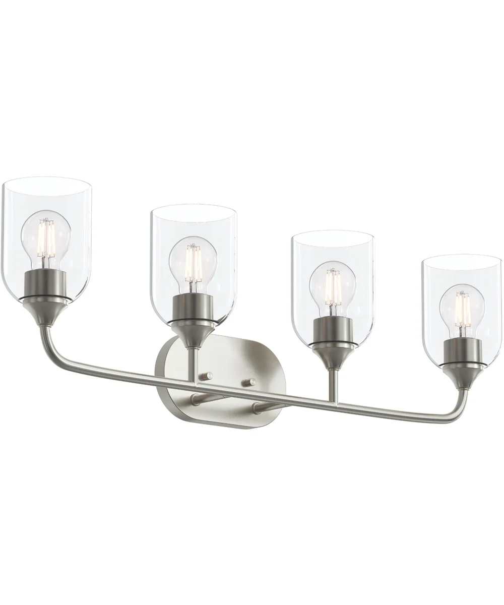 Ilia 4-Light Bath Vanity with Clear Glass Shade Brushed Nickel
