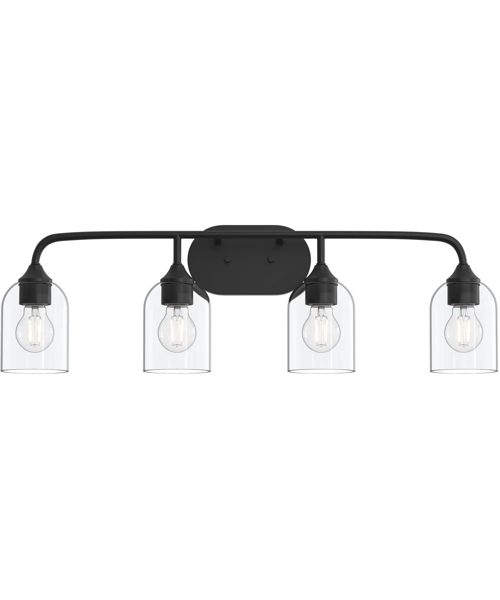 Ilia 4-Light Bath Vanity with Clear Glass Shade Matte Black - Image 5