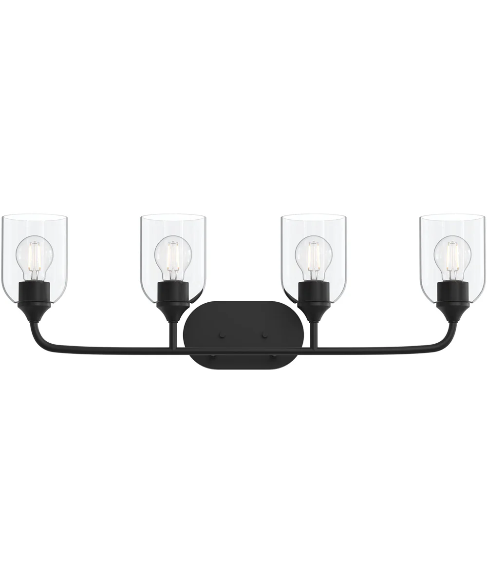 Ilia 4-Light Bath Vanity with Clear Glass Shade Matte Black - Image 6