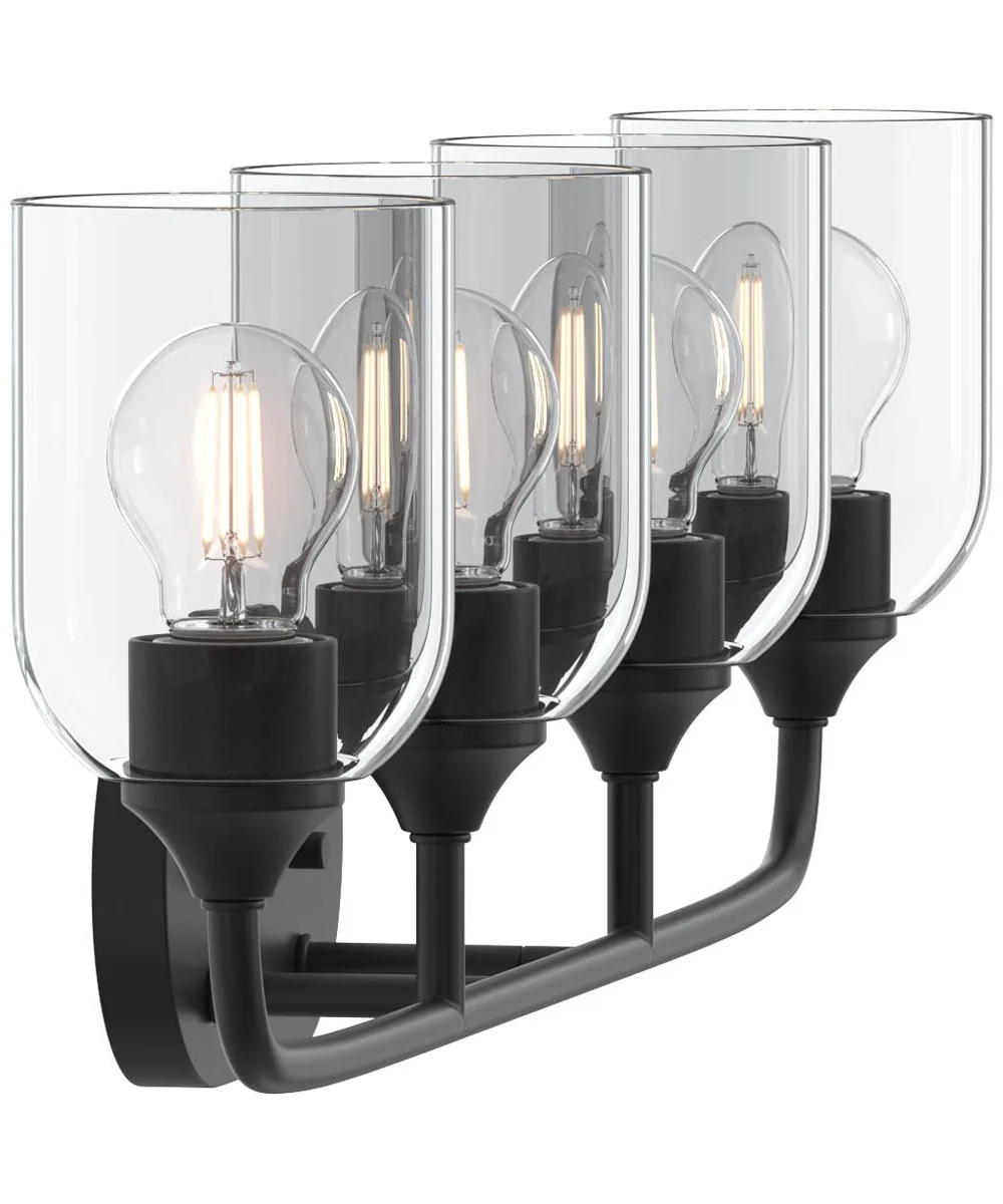 Ilia 4-Light Bath Vanity with Clear Glass Shade Matte Black - Image 7