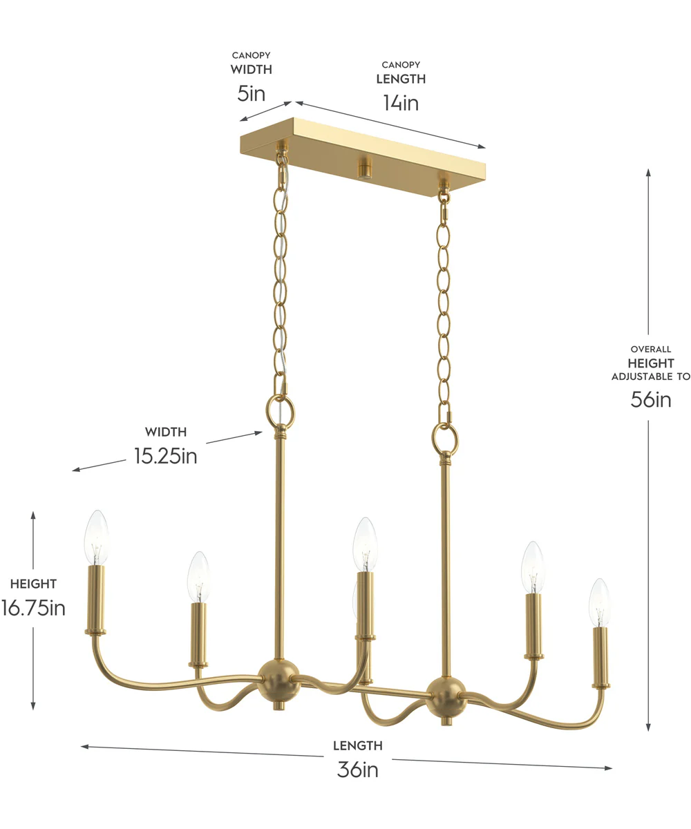 Ilia 6-Light Island Chandelier Brushed Gold - Image 4