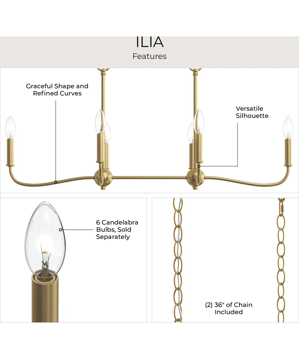 Ilia 6-Light Island Chandelier Brushed Gold - Image 8