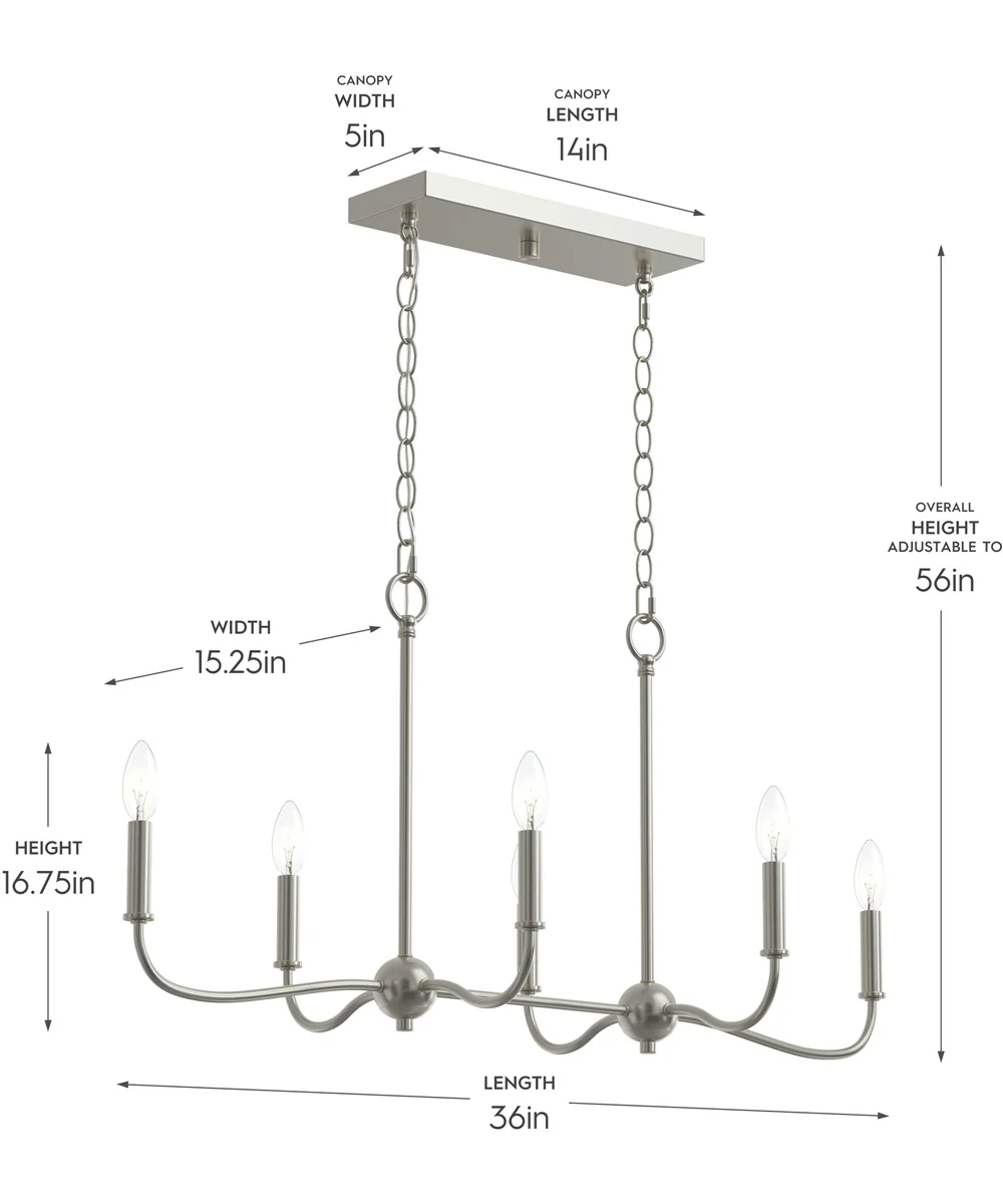 Ilia 6-Light Island Chandelier Brushed Nickel - Image 4