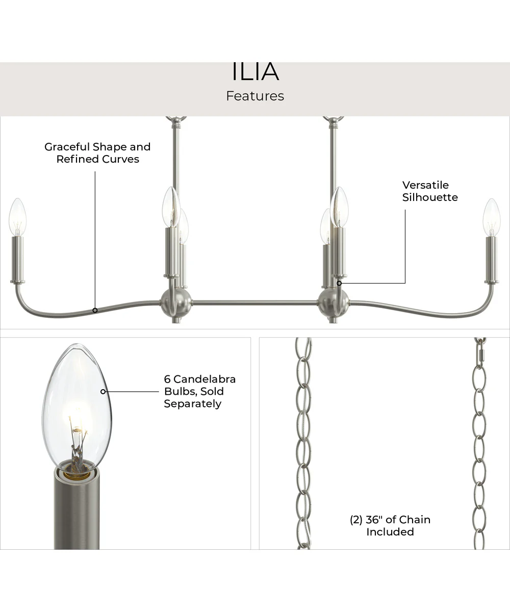 Ilia 6-Light Island Chandelier Brushed Nickel - Image 8