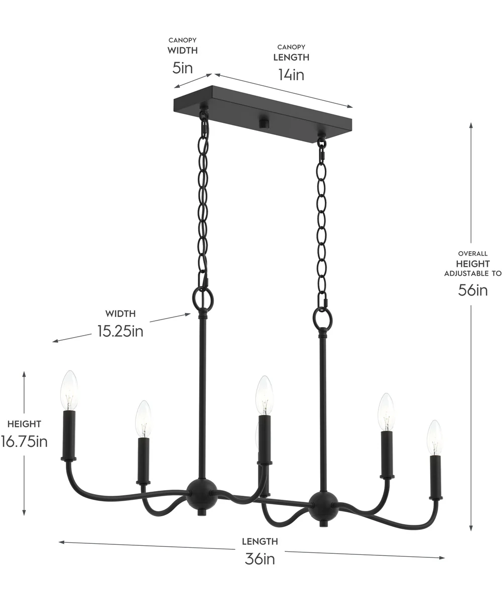 Ilia 6-Light Island Chandelier Matte Black - Image 4