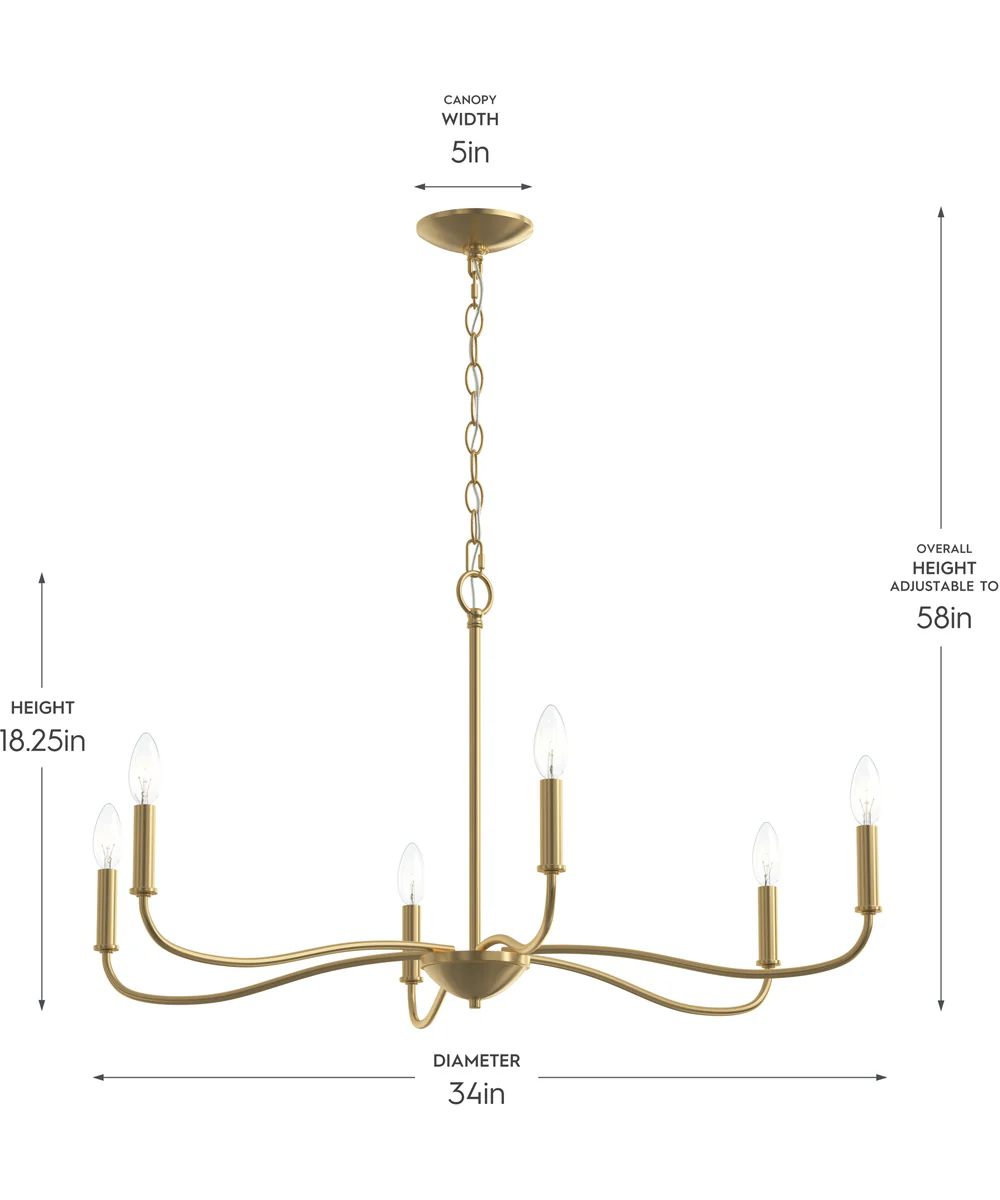 Ilia 6-Light Large Chandelier Brushed Gold - Image 4
