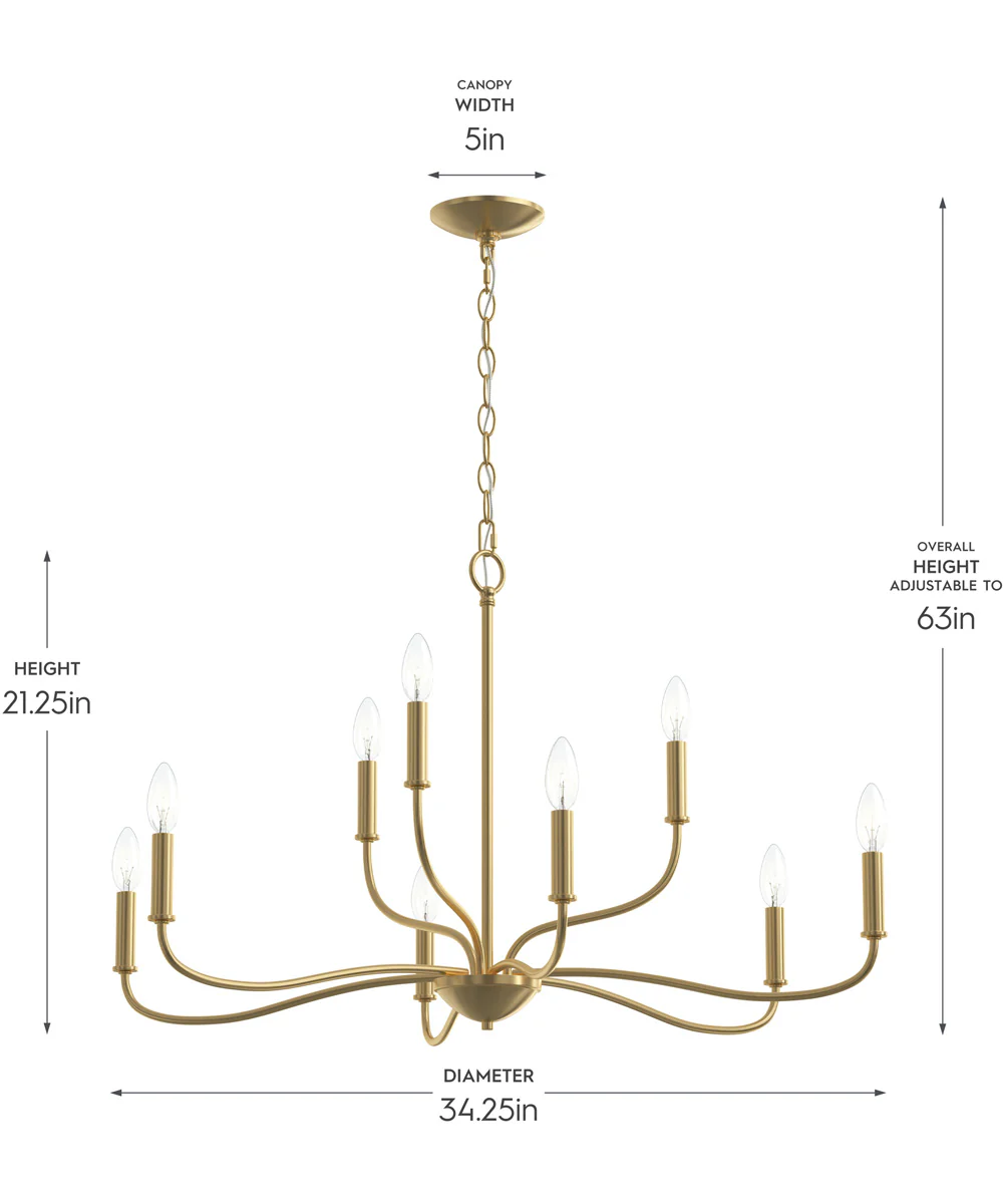 Ilia 9-Light Two-Tier Chandelier Brushed Gold - Image 2