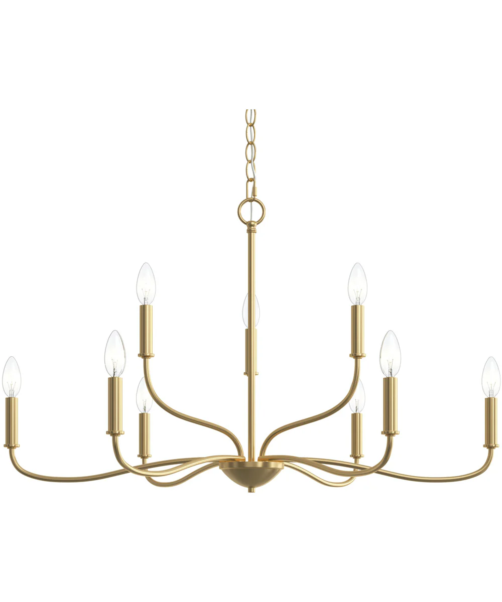 Ilia 9-Light Two-Tier Chandelier Brushed Gold - Image 3