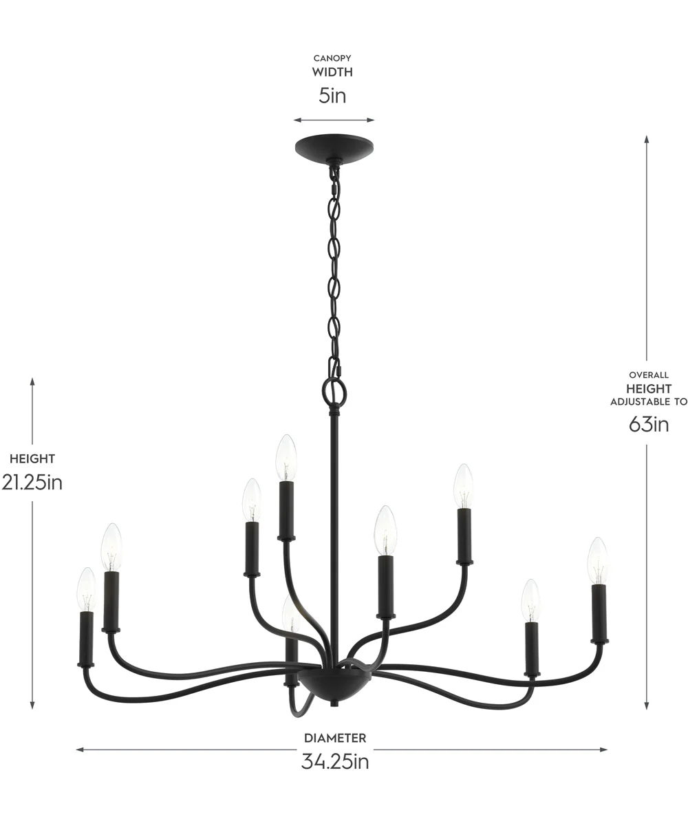 Ilia 9-Light Two-Tier Chandelier Matte Black - Image 2