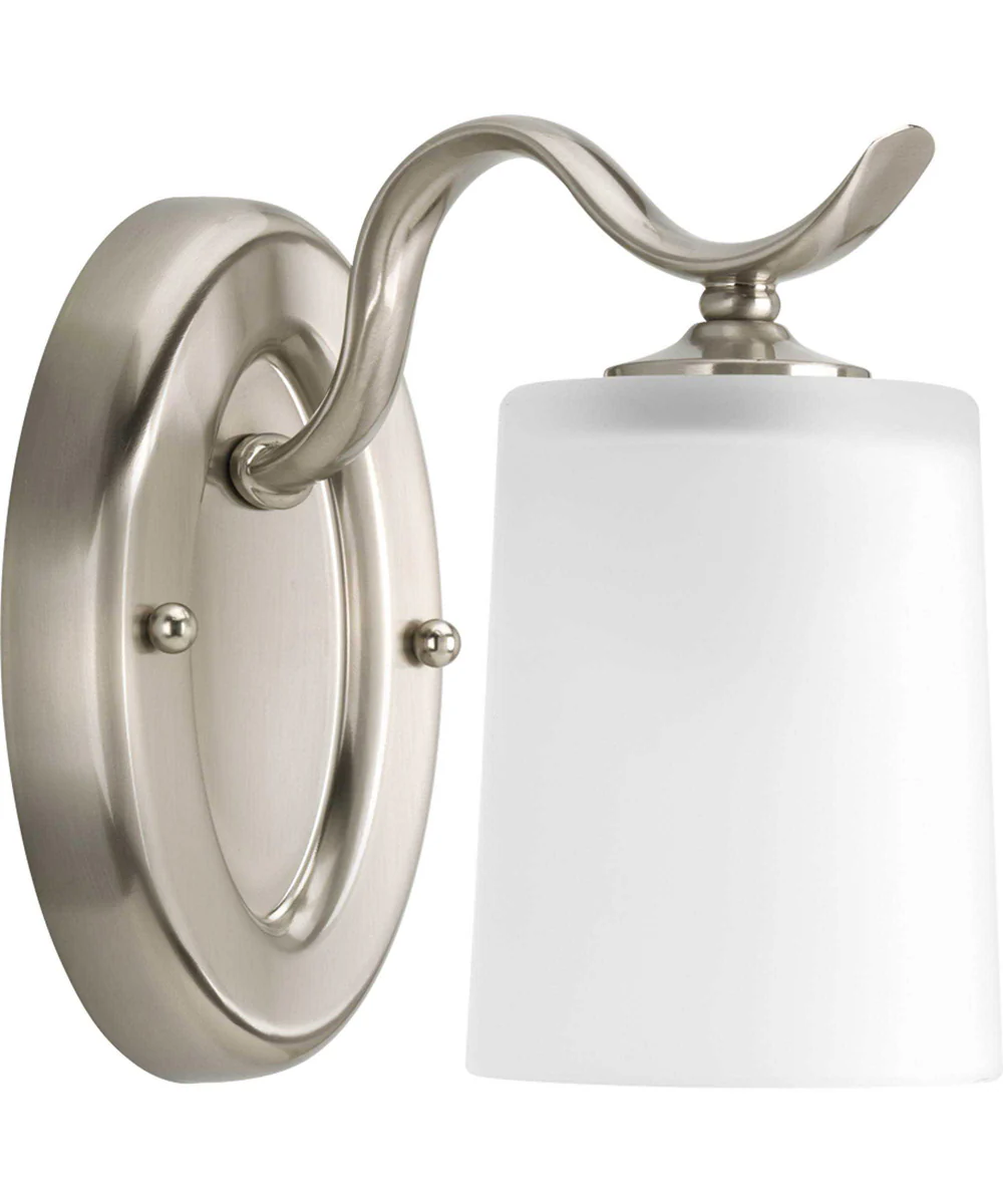 Inspire 1-Light Etched Glass Traditional Bath Vanity Light Brushed Nickel