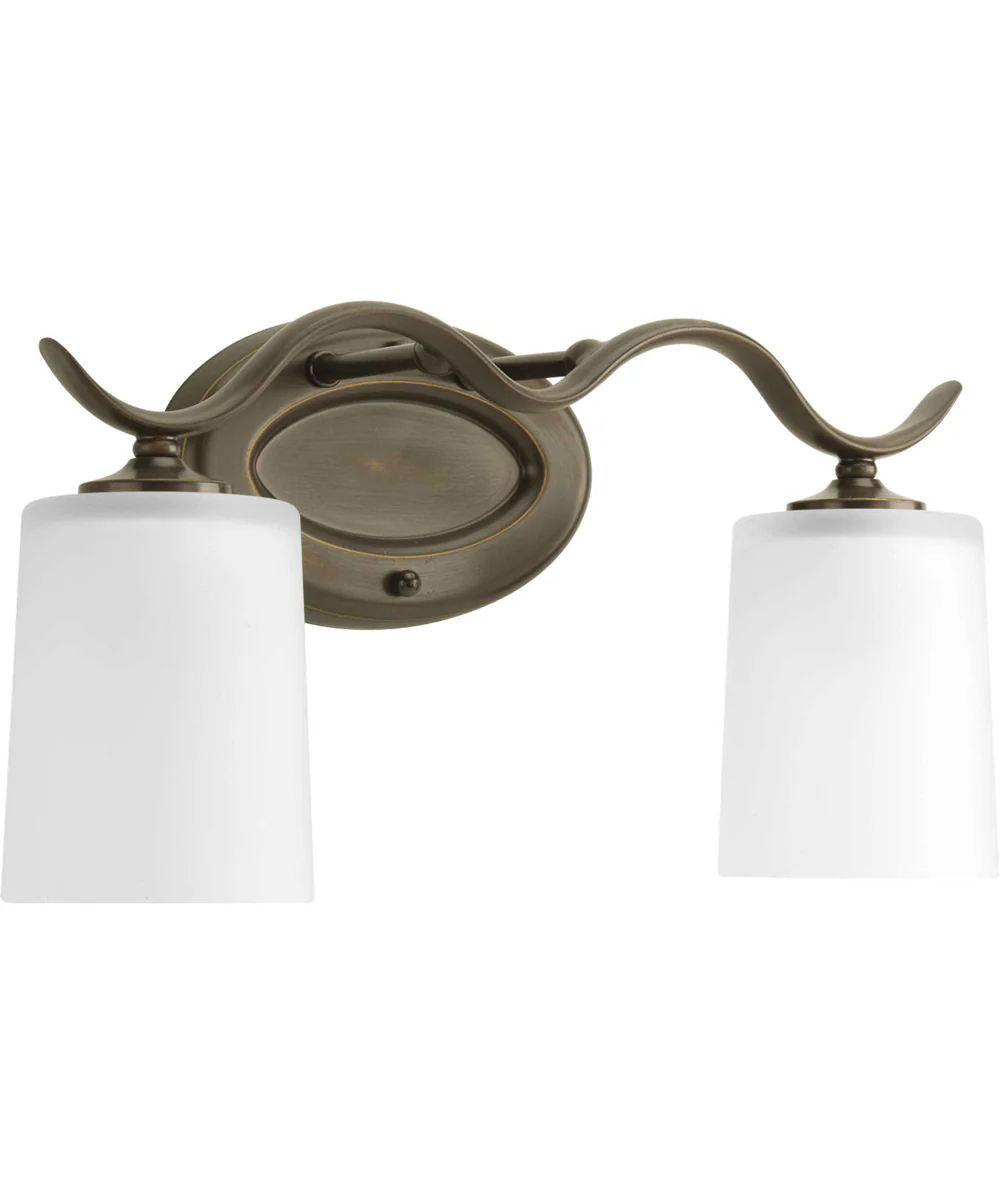 Inspire 2-Light Etched Glass Traditional Bath Vanity Light Antique Bronze