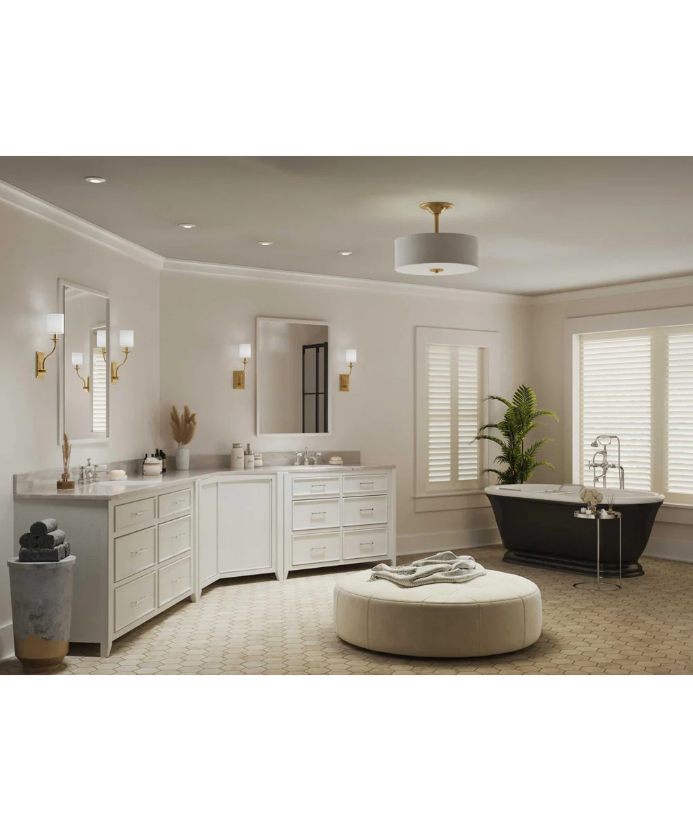 Inspire 2-Light Summer Linen Shade New Traditional Semi-Flush Light Satin Brass - Image 4