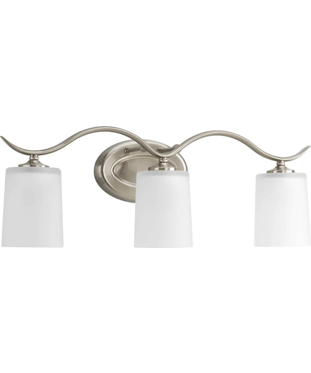 Inspire 3-Light Etched Glass Traditional Bath Vanity Light Brushed Nickel