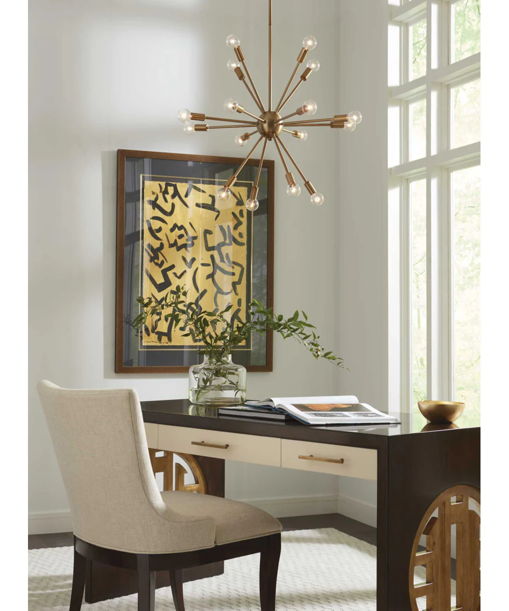 Ion Sixteen-Light Mid-Century Modern Chandelier Light Brushed Bronze - Image 2