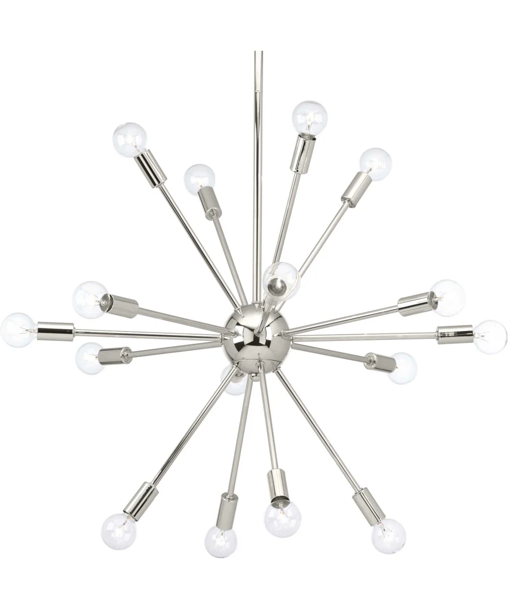 Ion Sixteen-Light Mid-Century Modern Chandelier Light Polished Nickel - Image 3