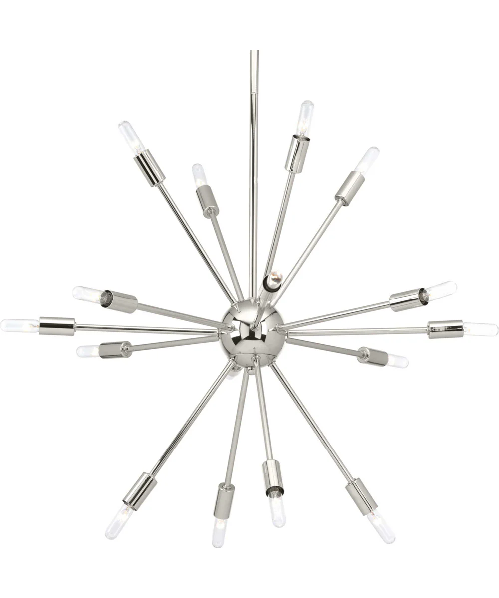 Ion Sixteen-Light Mid-Century Modern Chandelier Light Polished Nickel - Image 4