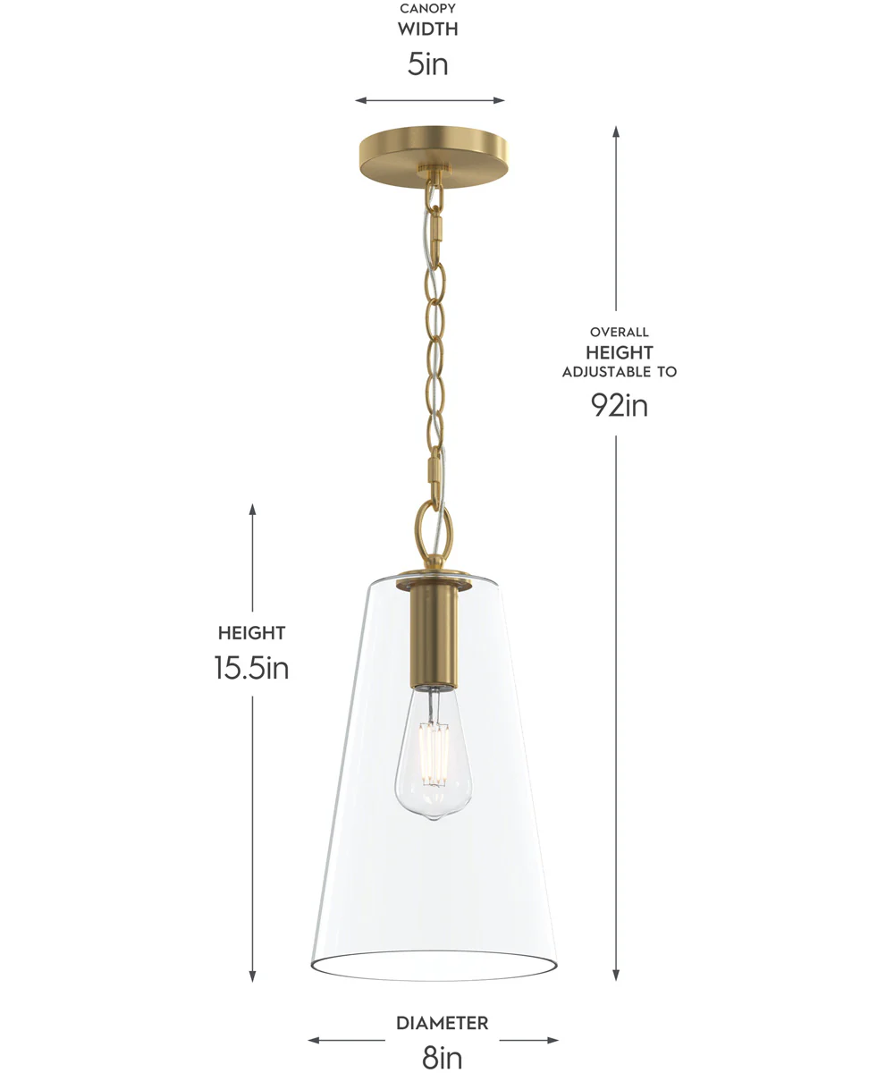Jheni 1-Light Pendant with Clear Glass Shade Brushed Gold - Image 4