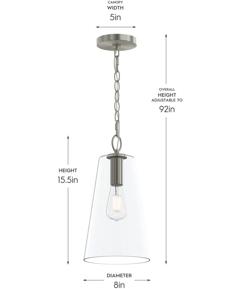 Jheni 1-Light Pendant with Clear Glass Shade Brushed Nickel - Image 3