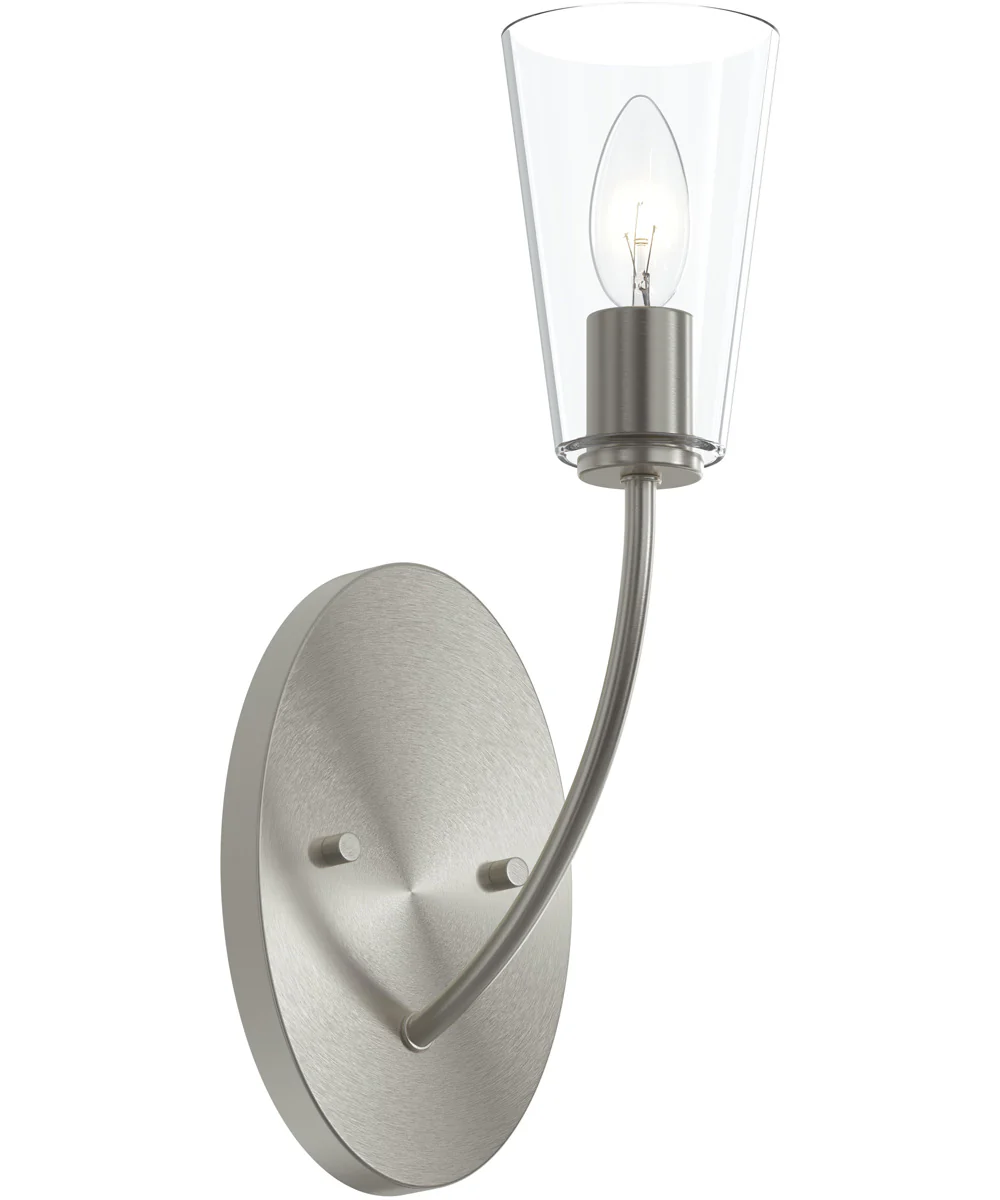 Jheni 1-Light Wall Sconce with Clear Glass Shades Brushed Nickel