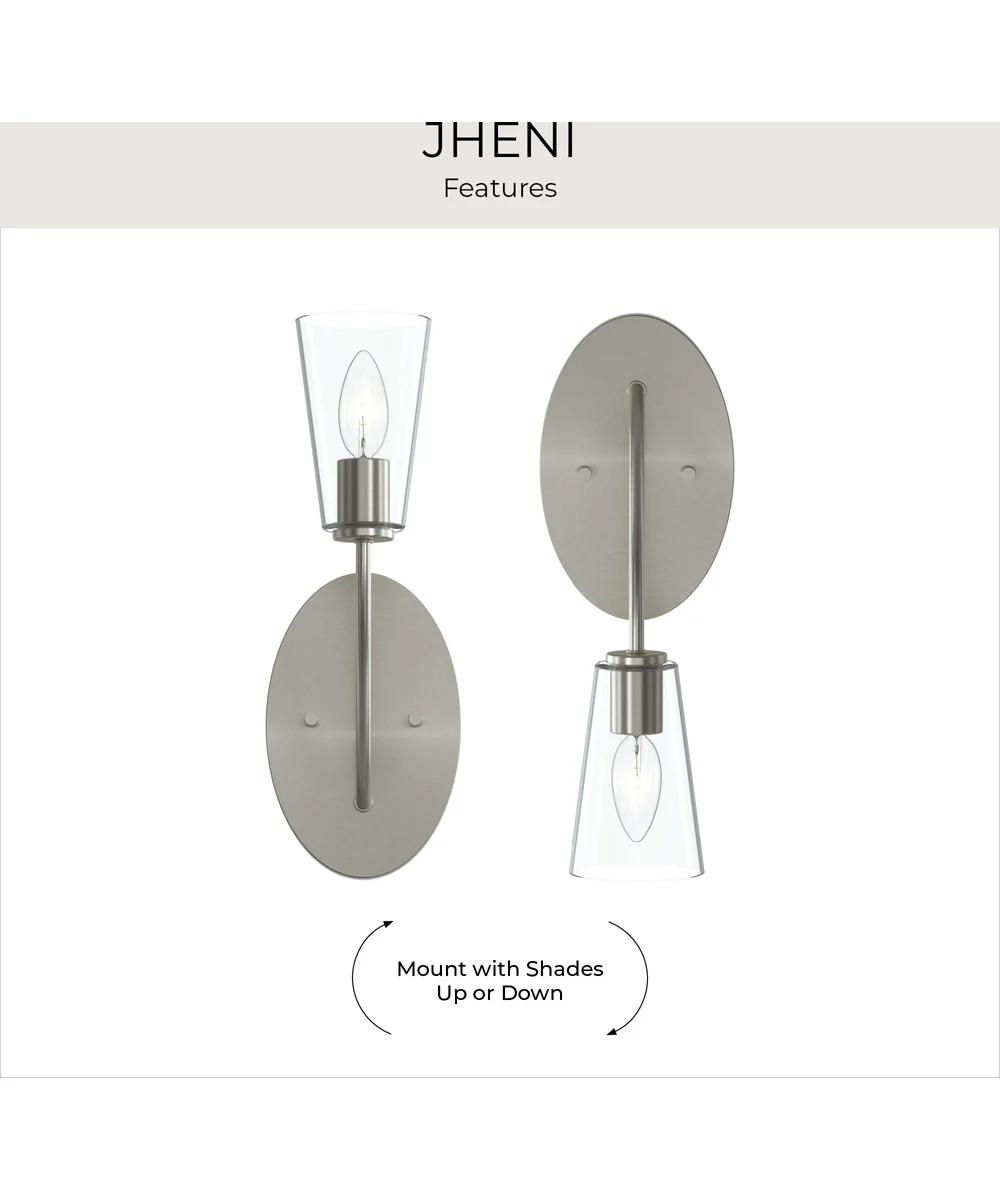 Jheni 1-Light Wall Sconce with Clear Glass Shades Brushed Nickel - Image 10