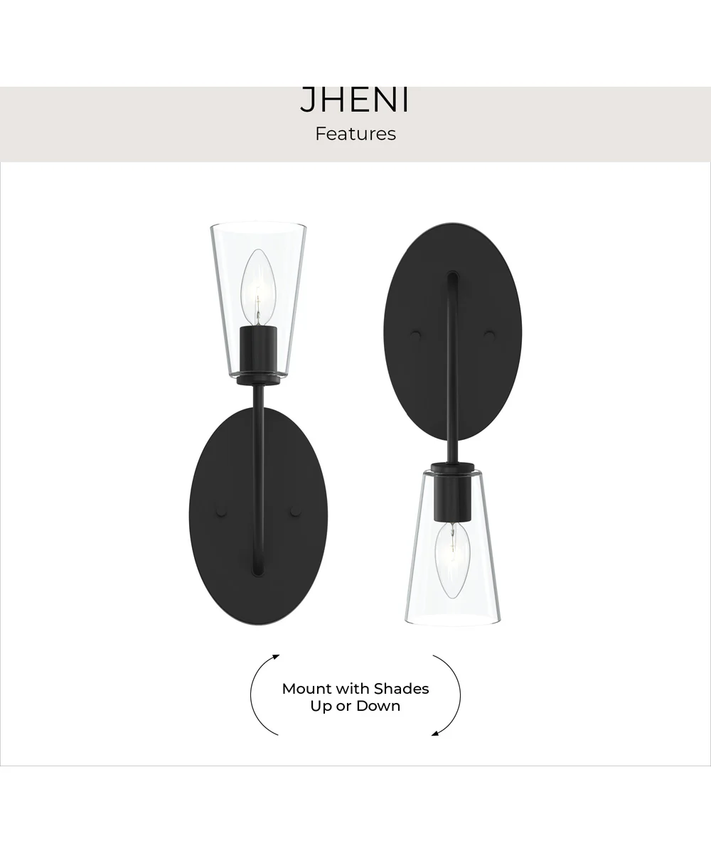 Jheni 1-Light Wall Sconce with Clear Glass Shades Matte Black - Image 10