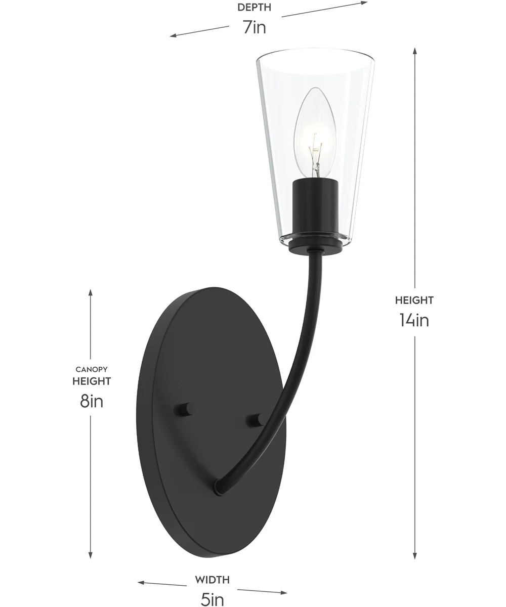 Jheni 1-Light Wall Sconce with Clear Glass Shades Matte Black - Image 4