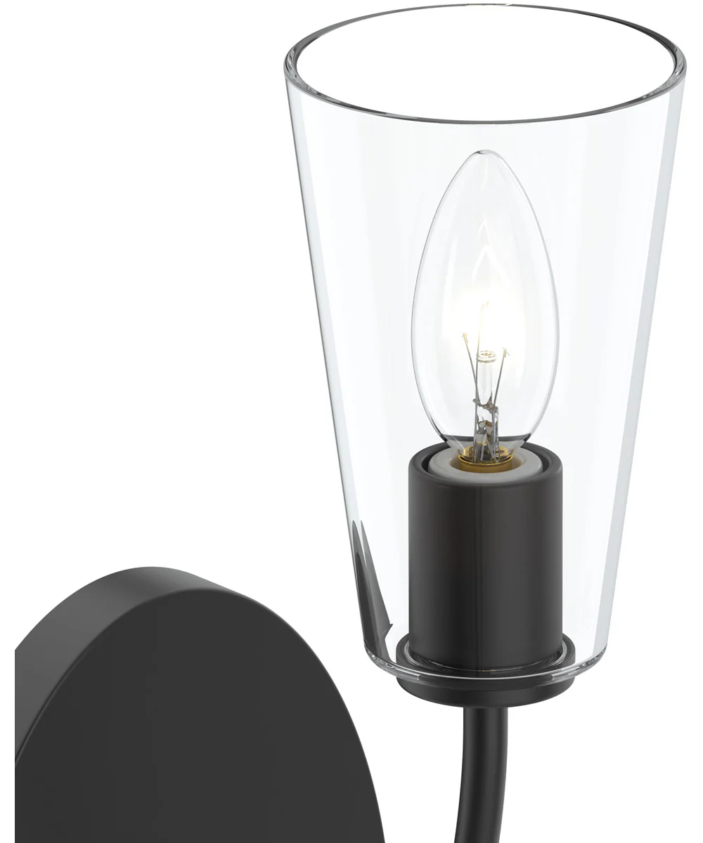 Jheni 1-Light Wall Sconce with Clear Glass Shades Matte Black - Image 5