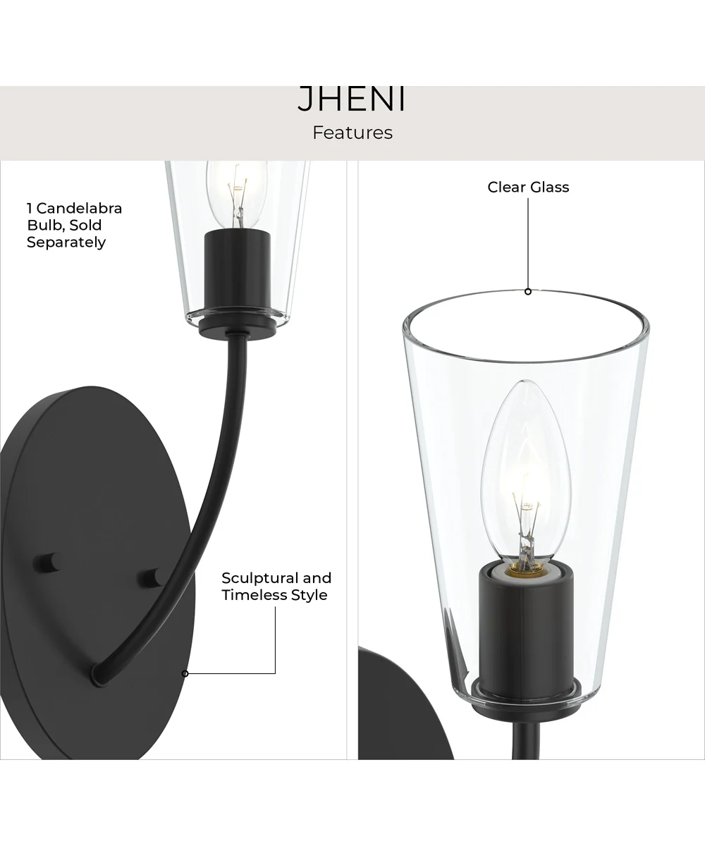 Jheni 1-Light Wall Sconce with Clear Glass Shades Matte Black - Image 9