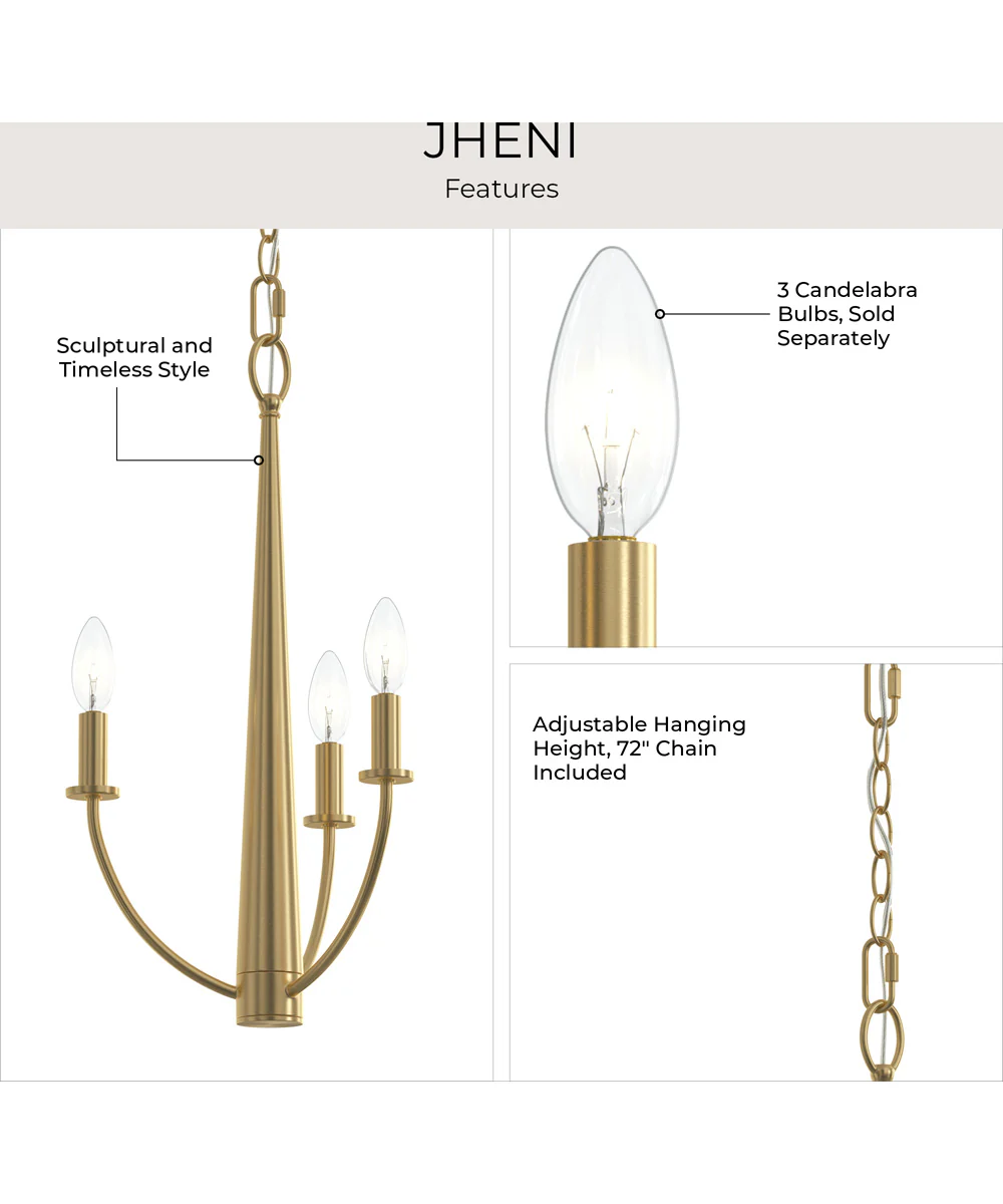 Jheni 3-Light Chandelier Brushed Gold - Image 8