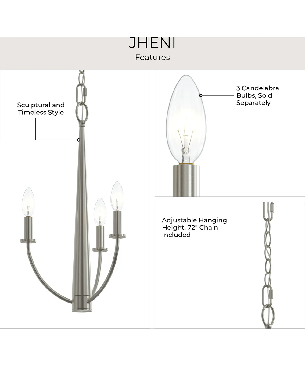 Jheni 3-Light Chandelier Brushed Nickel - Image 8