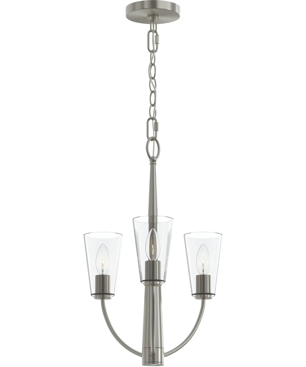 Jheni 3-Light Chandelier with Clear Glass Shades Brushed Nickel