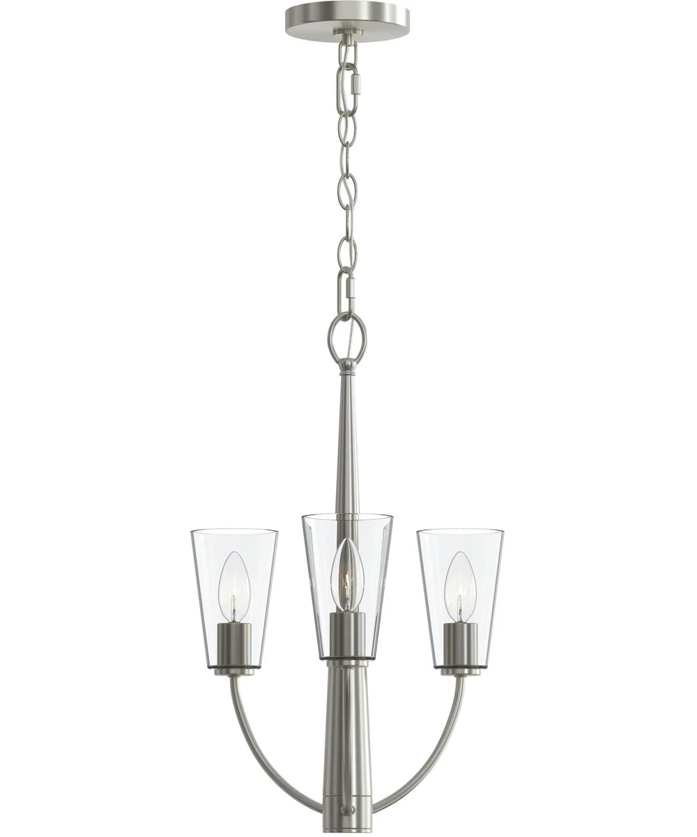 Jheni 3-Light Chandelier with Clear Glass Shades Brushed Nickel - Image 6