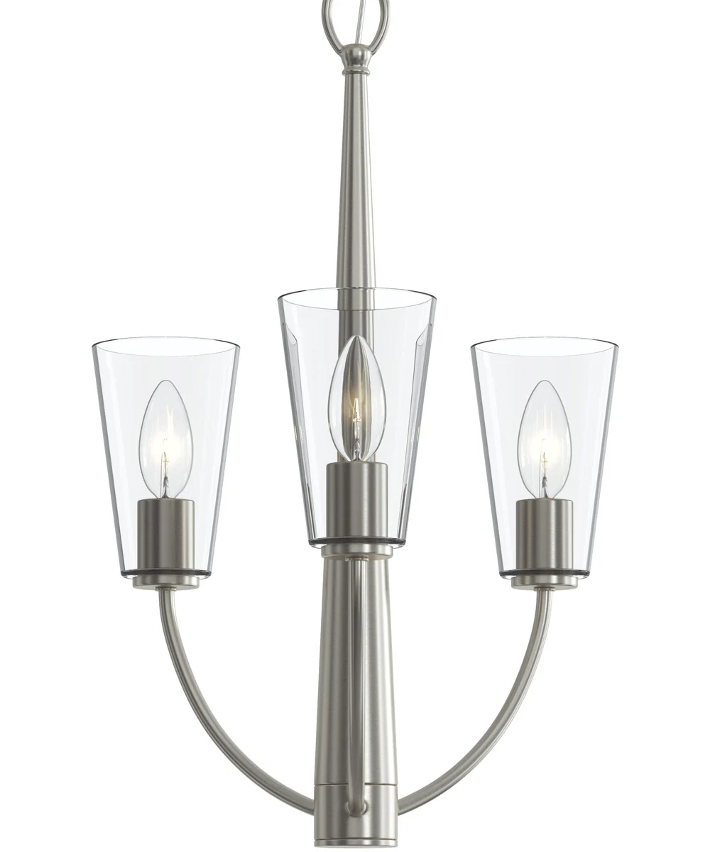 Jheni 3-Light Chandelier with Clear Glass Shades Brushed Nickel - Image 7