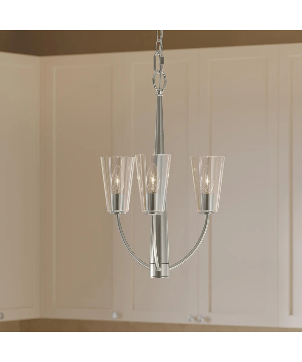 Jheni 3-Light Chandelier with Clear Glass Shades Brushed Nickel - Image 9