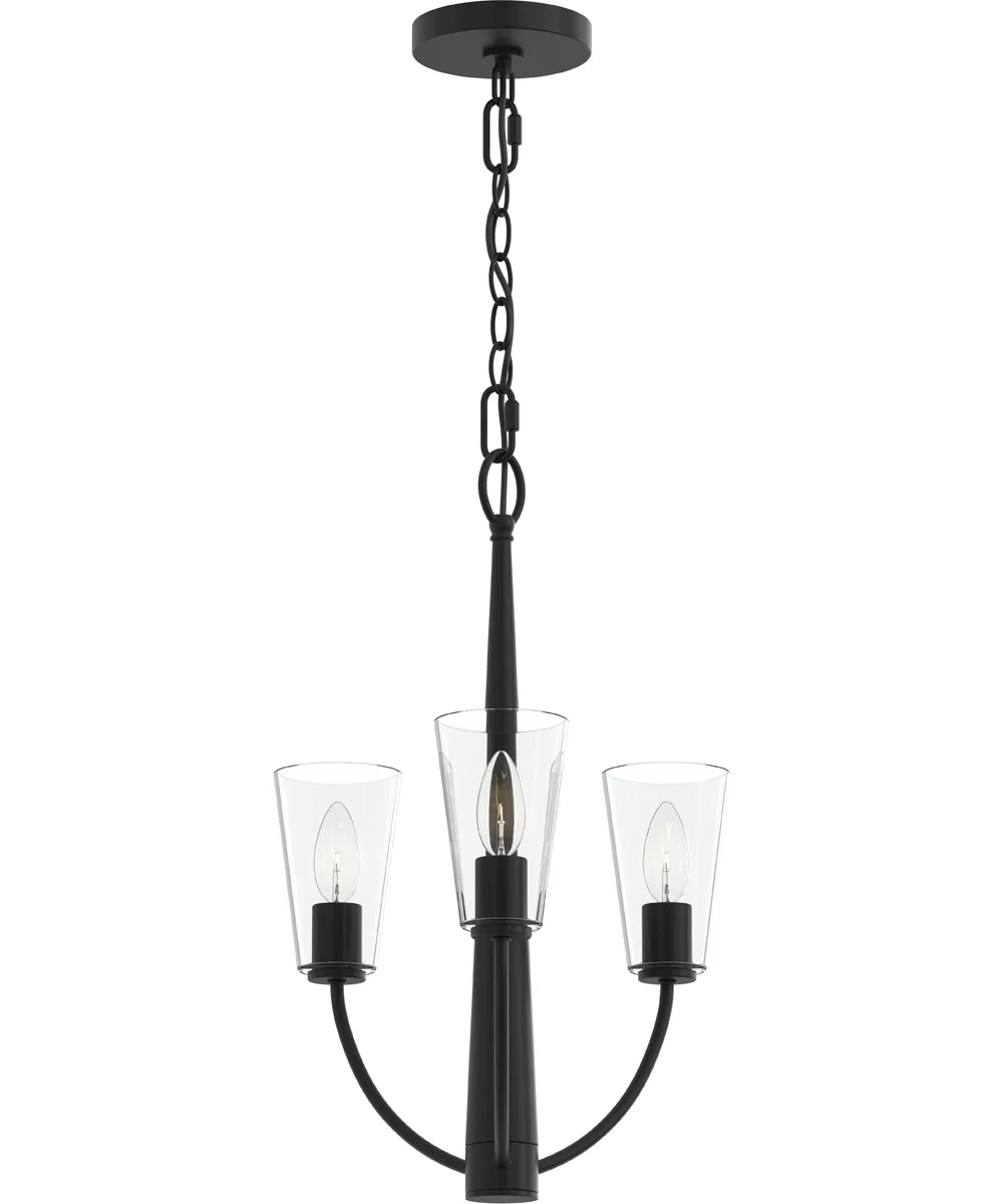 Jheni 3-Light Chandelier with Clear Glass Shades Matte Black