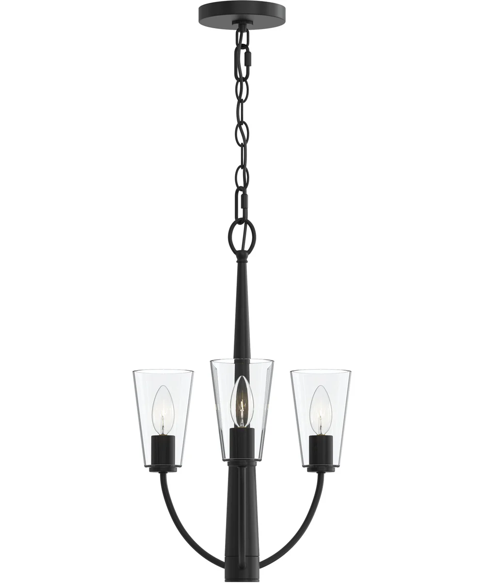 Jheni 3-Light Chandelier with Clear Glass Shades Matte Black - Image 6