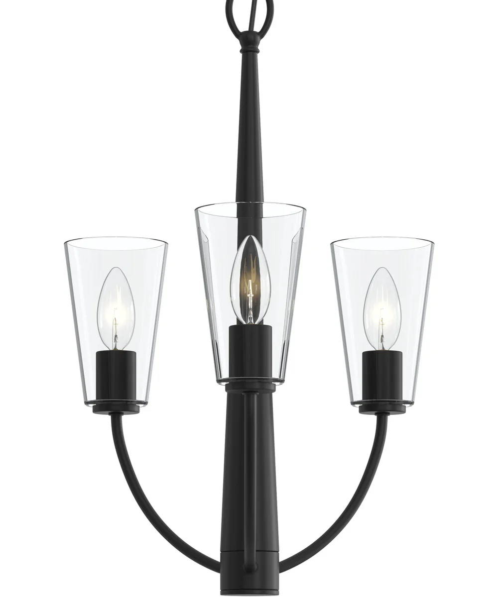 Jheni 3-Light Chandelier with Clear Glass Shades Matte Black - Image 7