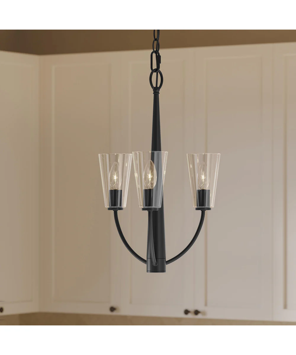 Jheni 3-Light Chandelier with Clear Glass Shades Matte Black - Image 9