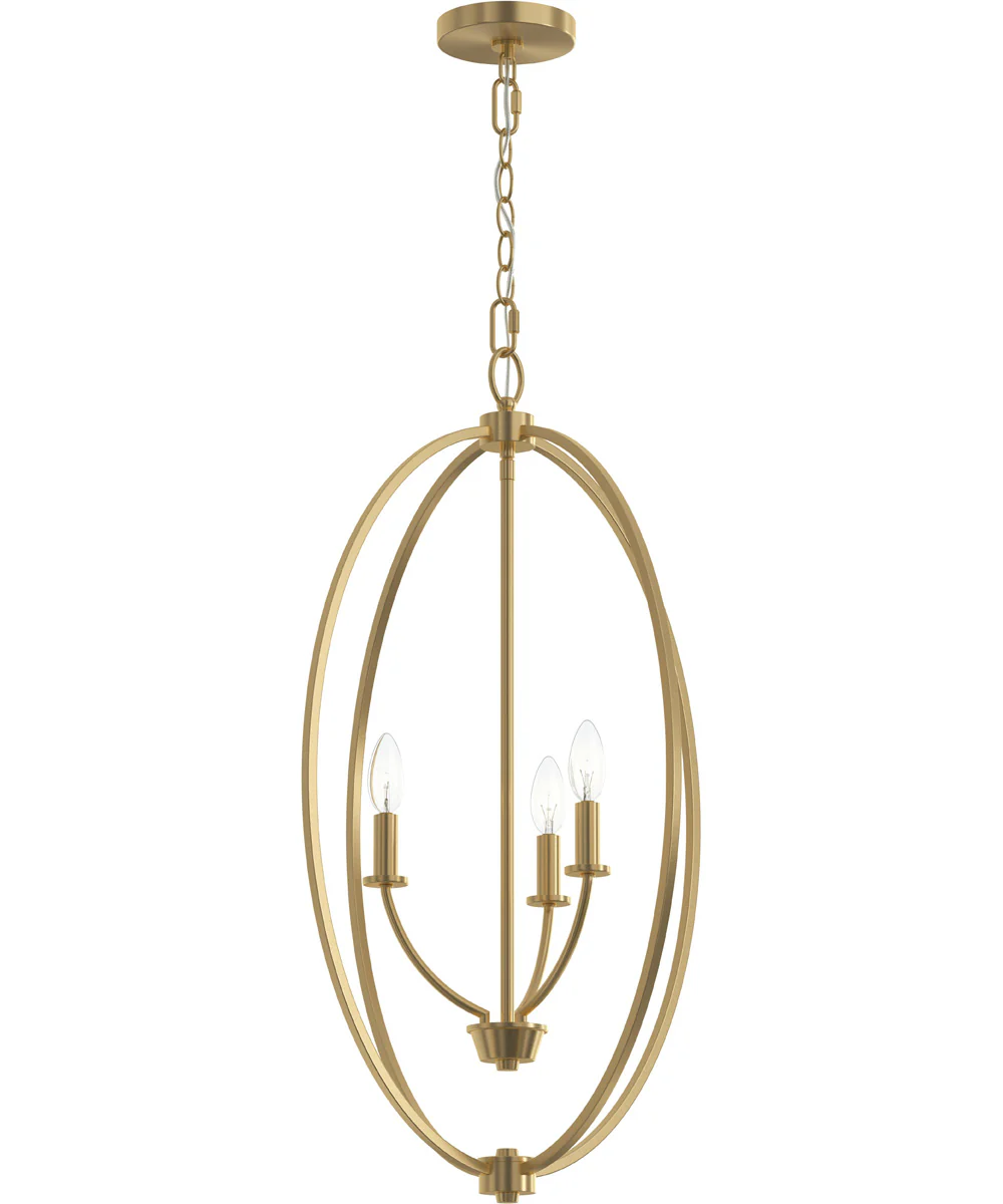 Jheni 3-Light Foyer Pendant Brushed Gold