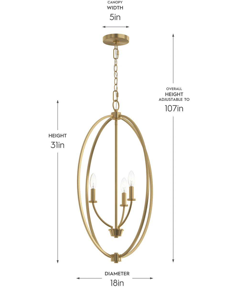 Jheni 3-Light Foyer Pendant Brushed Gold - Image 4