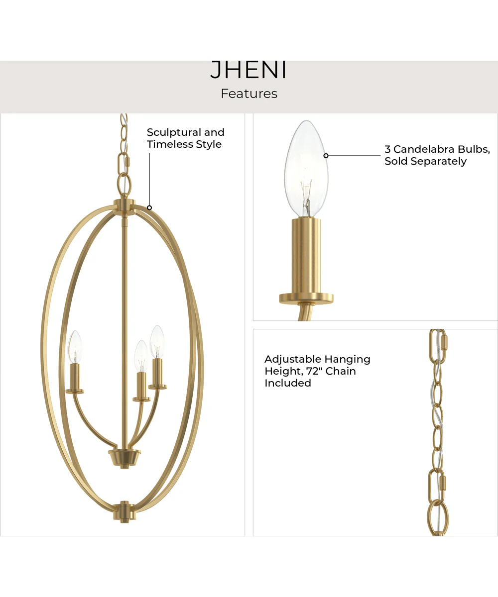 Jheni 3-Light Foyer Pendant Brushed Gold - Image 8