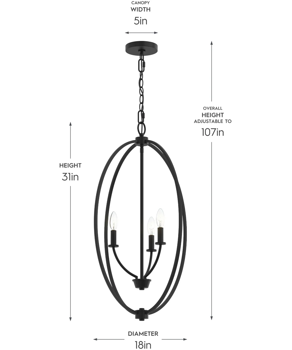 Jheni 3-Light Foyer Pendant Matte Black - Image 4