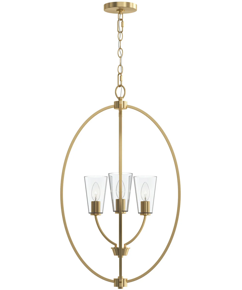Jheni 3-Light Foyer Pendant with Clear Glass Shades Brushed Gold - Image 6